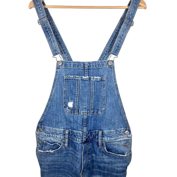 Lucky Brand Denim Boyfriend Distressed Overall Jeans Size Medium - Picture 6 of 15